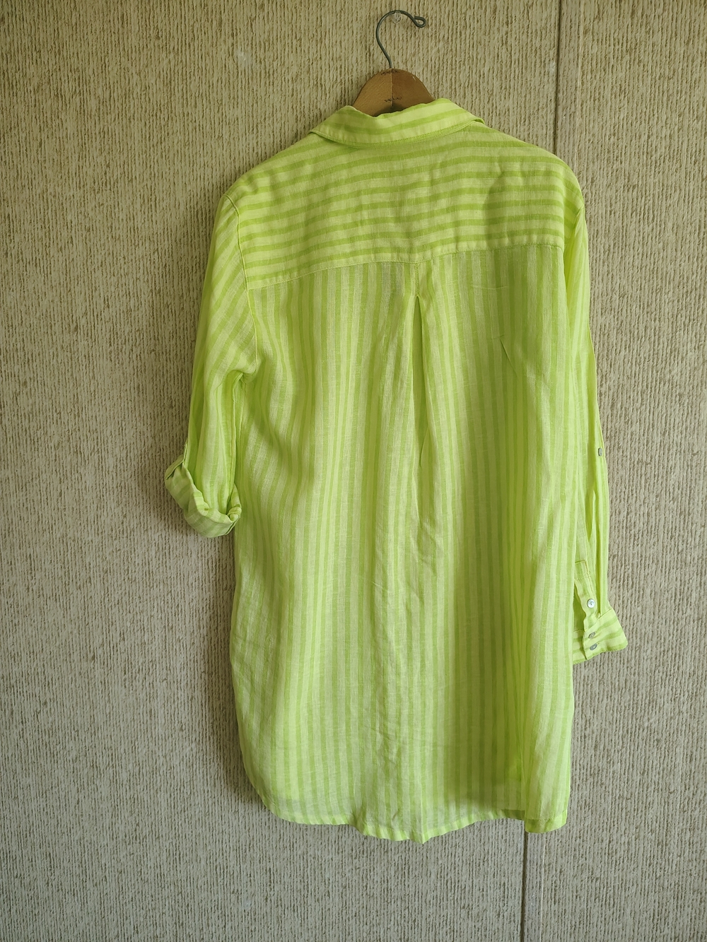 NEW Martha Stewart Lime Green Longline Linen Blend Button Down Shirt, Sz M - Picture 7 of 8